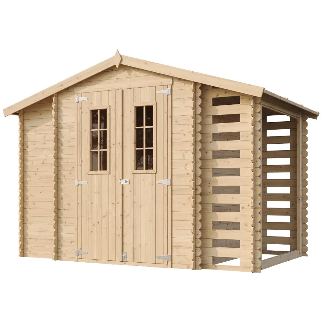 TIMBELA M389F Casetta da Giardino in Legno - 3,53 + 0,97+0,97 m2
