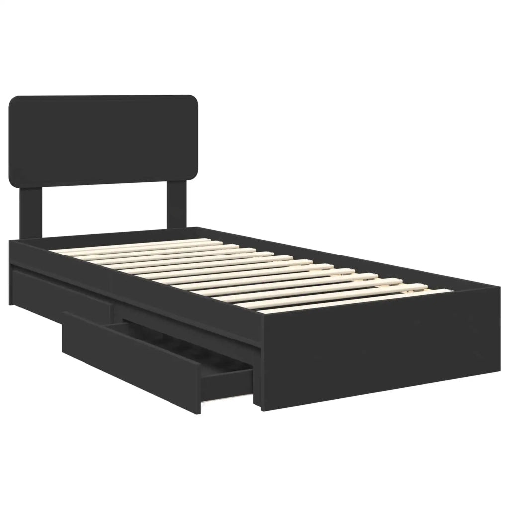 Letto con Contenitore Nero 75 x 190 cm Legno multistrato 3412326