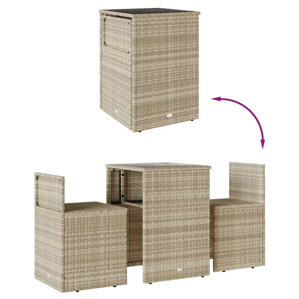 Set da Bistrò 3 pz con Cuscini Grigio Chiaro in Polyrattan 4003874