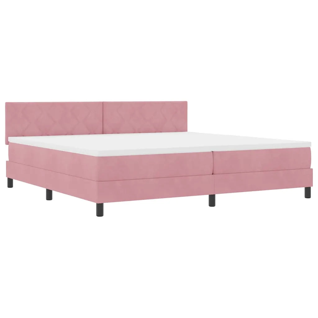 Letto a Sorgente LED con materasso Rosa 200 x 200 cm Velluto 3342745