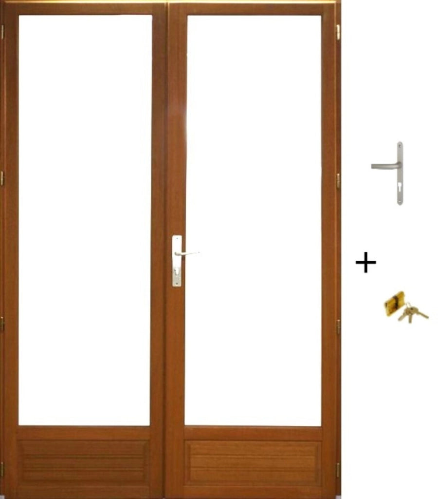 Finestra a 2 pannelli in legno Altezza 215 X Larghezza 120 (dimensioni della tabella)+ maniglia e barilotto senza maniglia