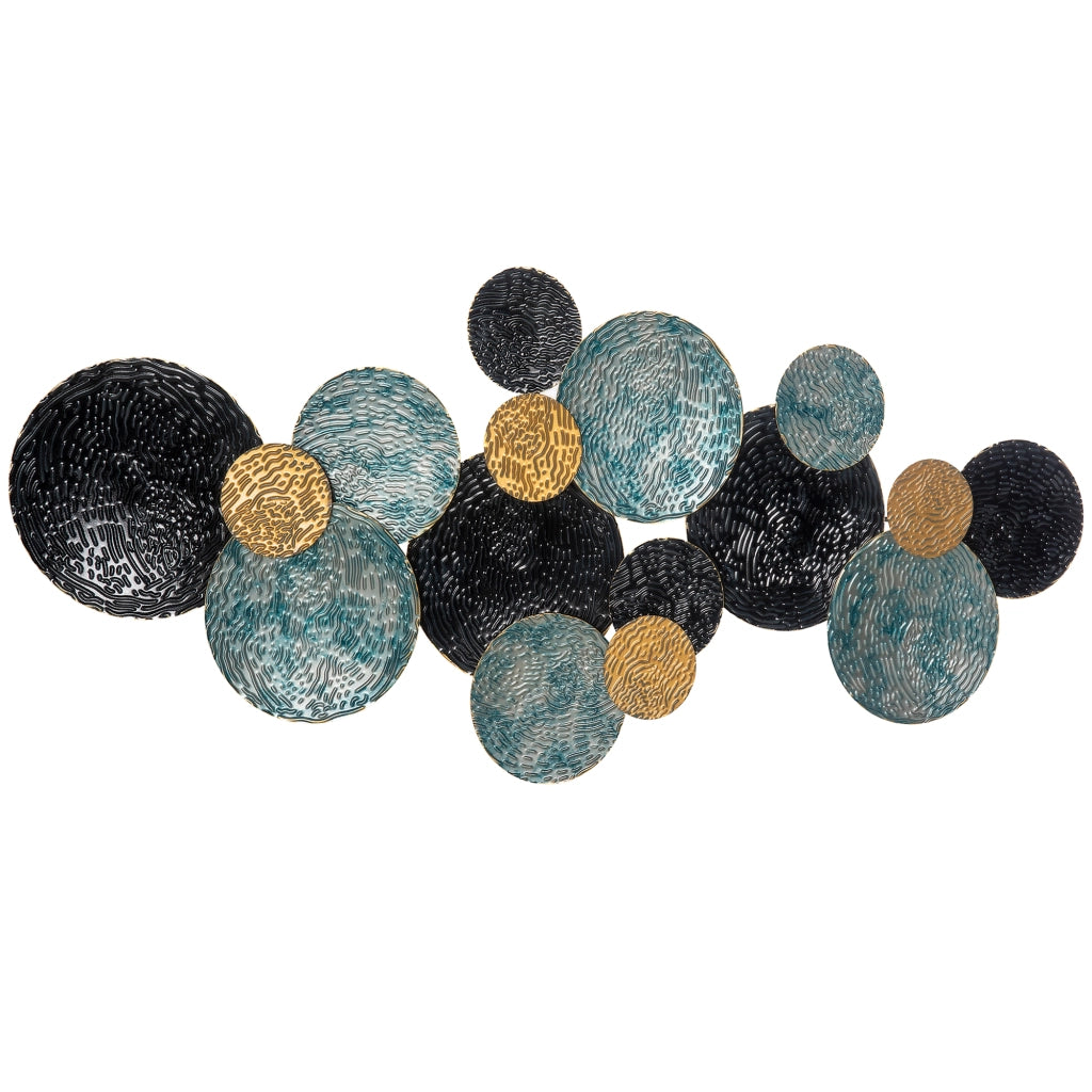Decorazione Parete 3D con Cerchi ¨C Minimal ¨C Blu e Nero 121x53x4 cm