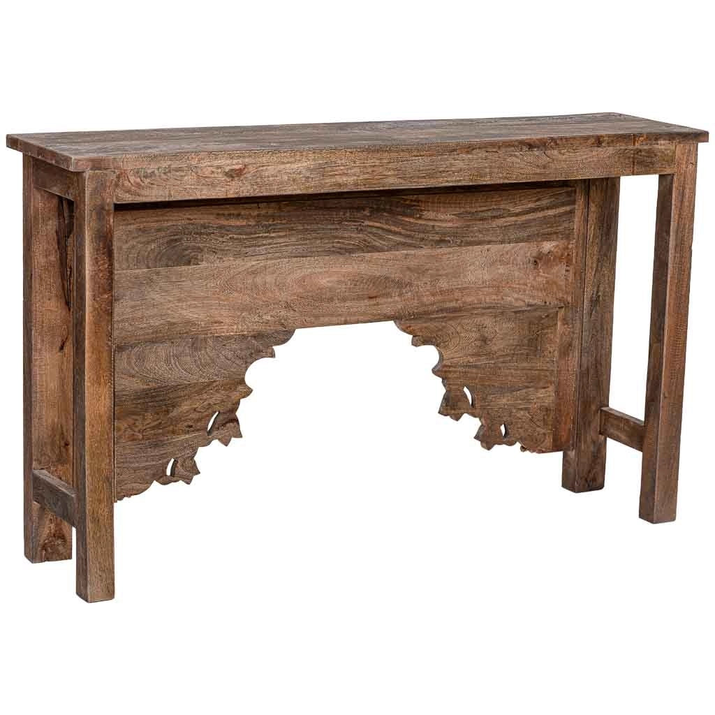 Mobile da ingresso legno marrone artigianale 150x38x90 cm