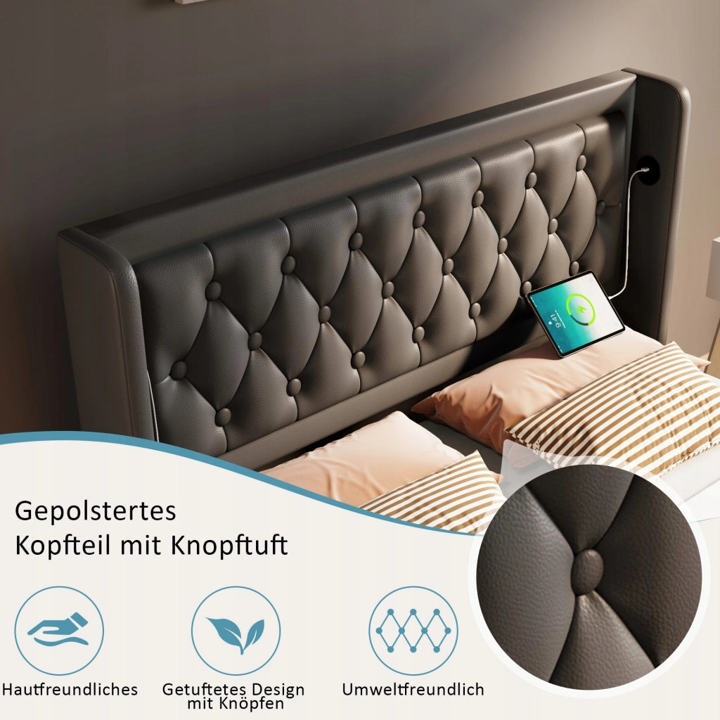 Letto imbottito idraulico - Xylo - 140x200 - Nero
