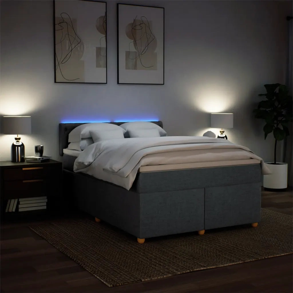 Giroletto a Molle con Materasso Grigio Scuro 140x190 cm Tessuto