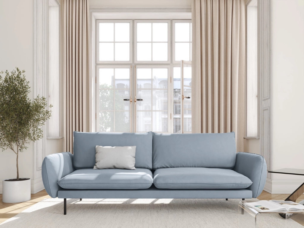 Cosmopolitan Design - Divano "Vienna" 4 posti in velluto azzurro 