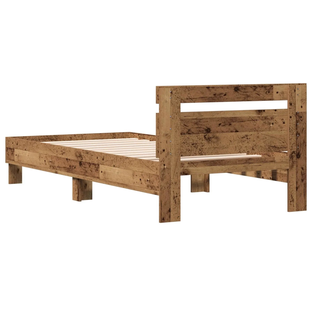 Struttura letto con testata-Giroletto Legno antico 80 x 200 cm 859878