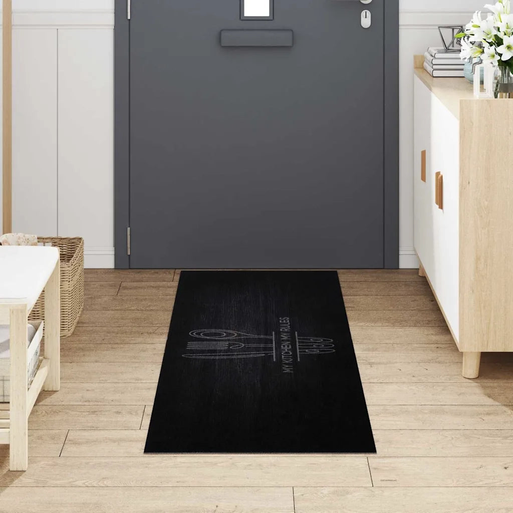Tappeto da Cucina Posate Nero 180 x 60 cm Velluto 42013428