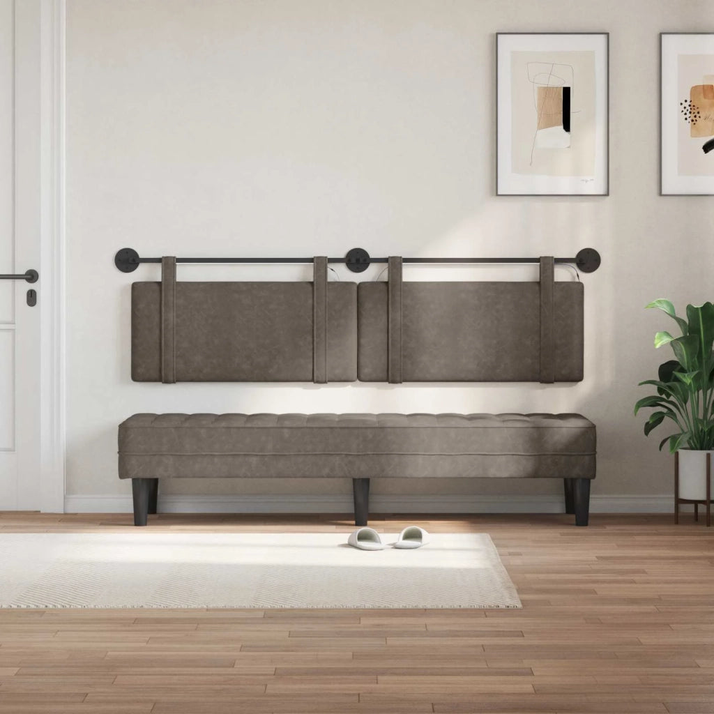Testiera | Testata sospesa Con luce LED Grigio PU Antico