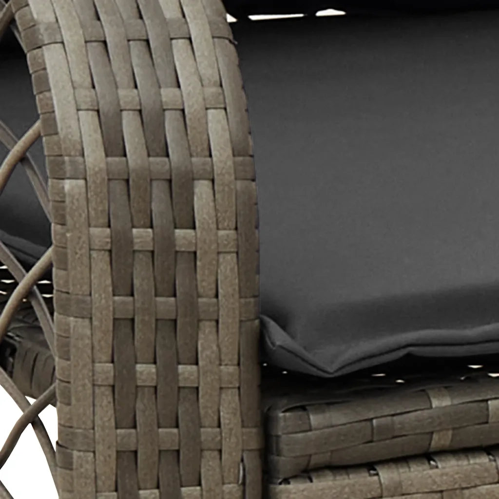 Sedia a Dondolo da Giardino con Cuscini in Polyrattan Grigio 4104195
