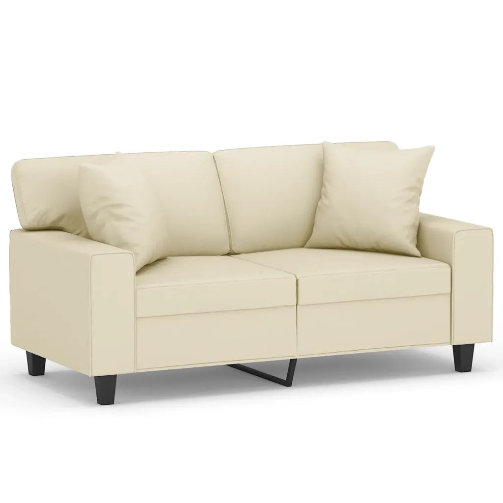 Divano a 2 Posti con Cuscini Crema 120 cm in Similpelle 3200862