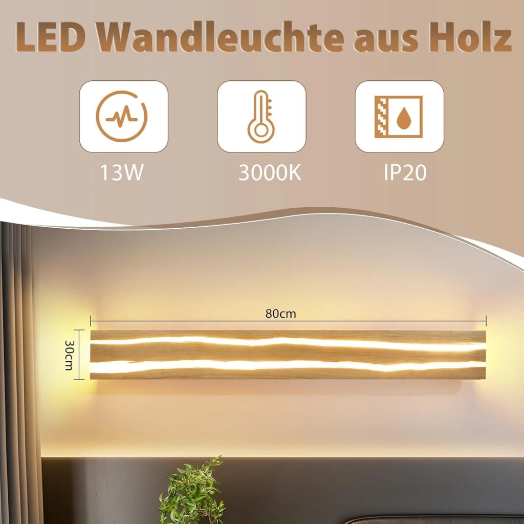 ZMH Applique LED da parete 80cm 13W 3000K design moderno per scale camera da letto corridoio