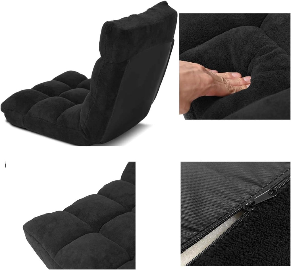 - Sedia Pieghevole da Pavimento con Schienale Regolabile in 14 Posizioni, Sedia Imbottita Portatile da Salotto,105 x 56 x 15 cm (marrone)