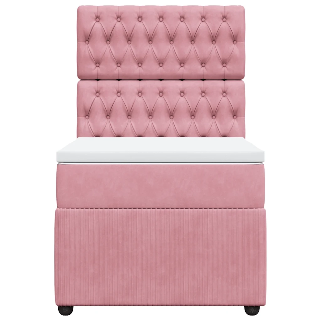 Giroletto a Molle con Materasso Rosa 80x200 cm in Velluto
