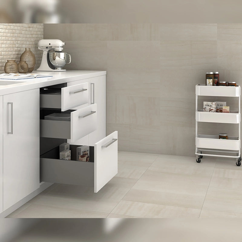 Cassetto esterno Concept 30kg, altezza 138mm, profondità 500mm, Acciaio, Verniciato bianco
