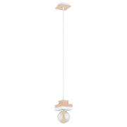 Lampada a sospensione MIKO bianco/legno E27 1 luce Alfa