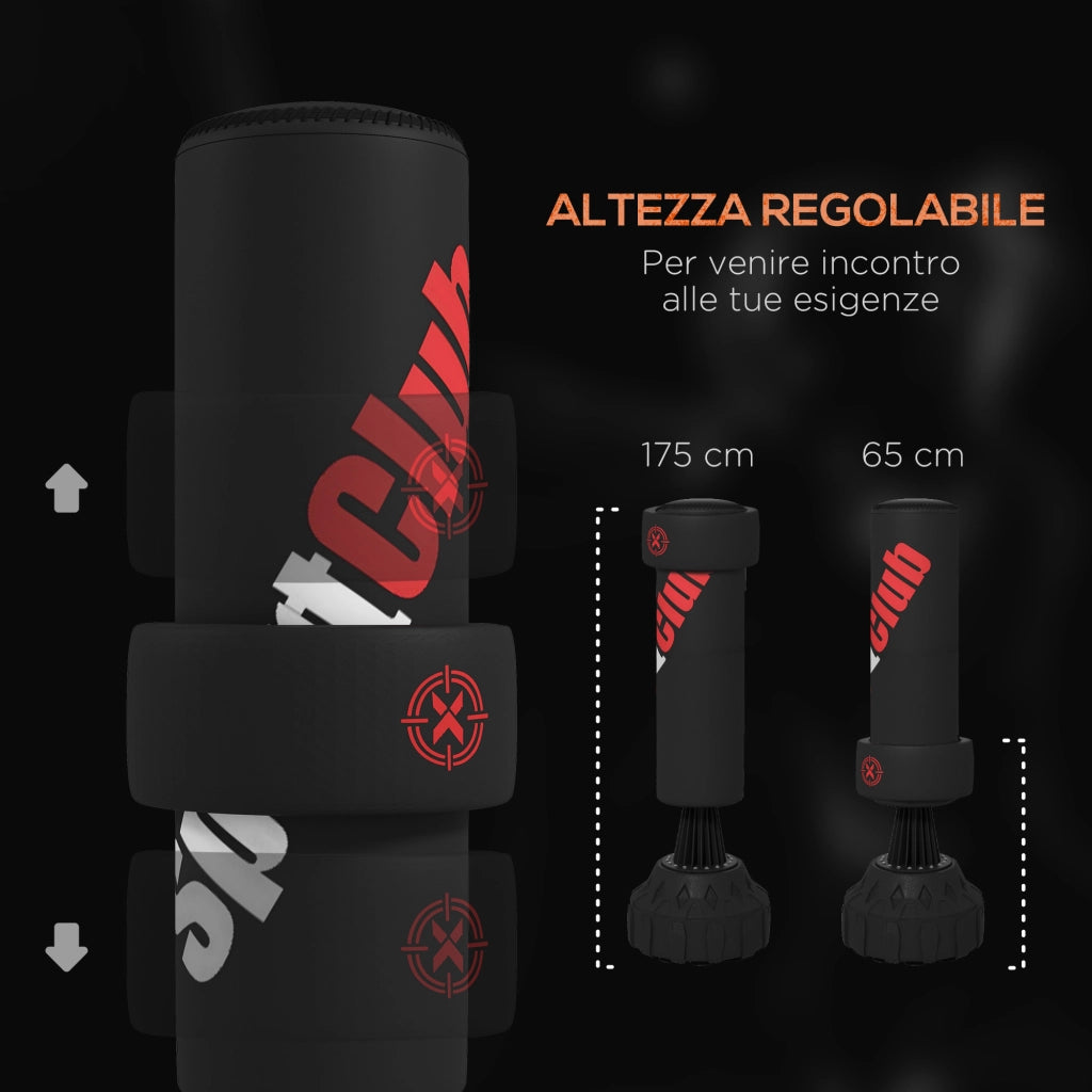 Sacco da Boxe da Terra Autoportante con Bersaglio Regolabile, Base Riempibile e Ventose, Nero