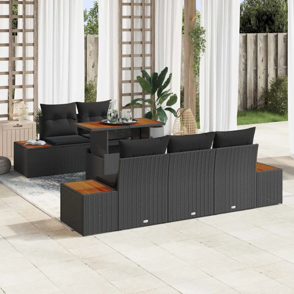 Set Divano da Giardino con archiviazione 6 pcs Nero Poly Rattan 3358762