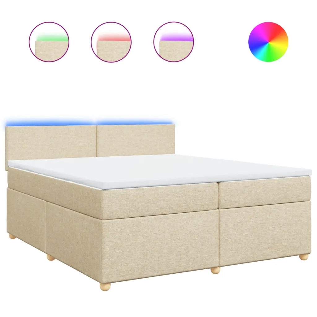 Giroletto a Molle con Materasso Crema 200x200 cm in Tessuto 3289085