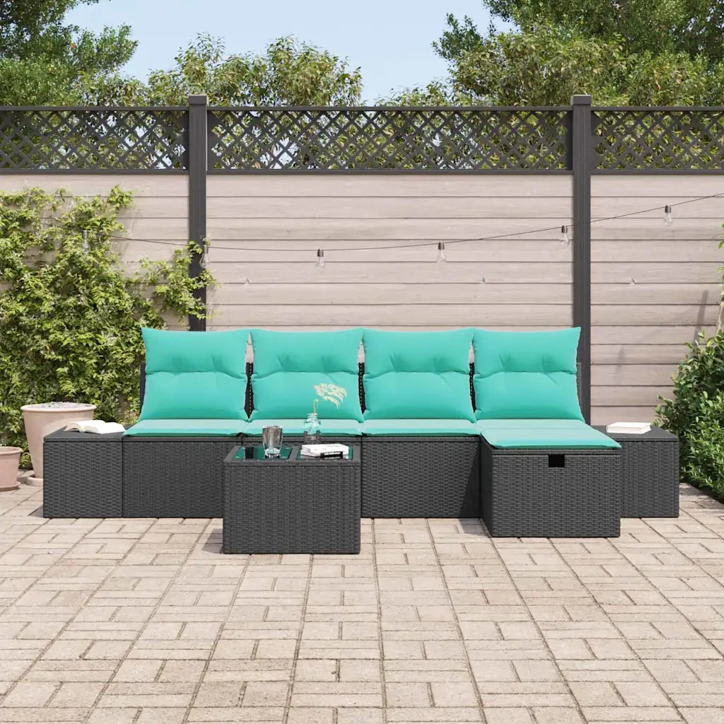 Set Divano da Giardino 6 pz Nero polyrattan 3359375