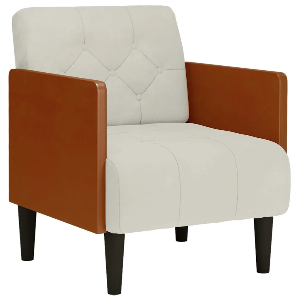 Divano Sedia con Braccioli-Poltrona-Sofa Relax Crema 55 cm in Velluto