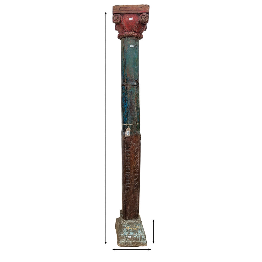 Set di 2 colonne in legno con finitura artigianale marrone 30x28x220h cm