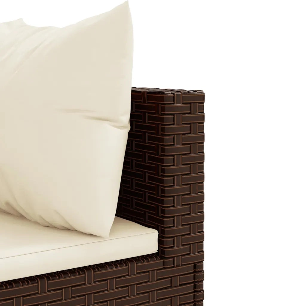 Set Mobili da Giardino 4 pz con Cuscini in Polyrattan Marrone