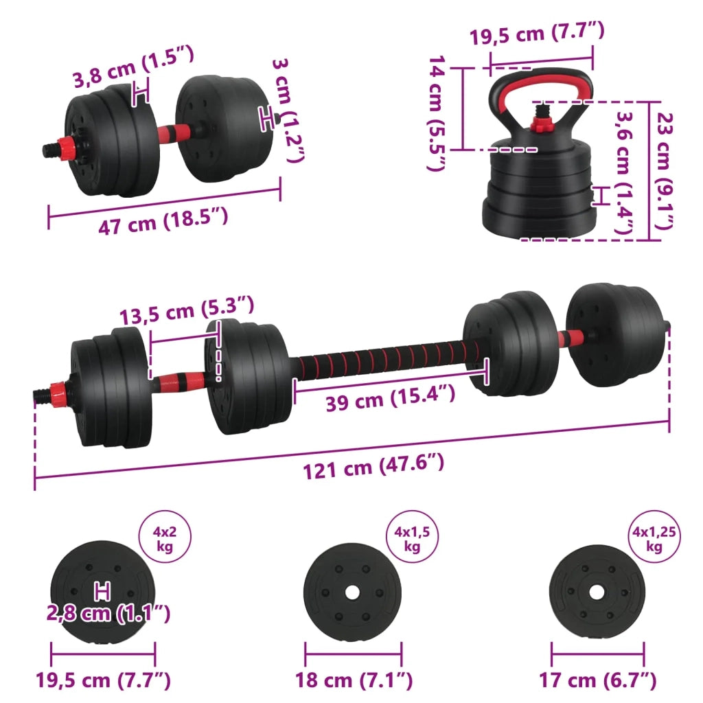 Set di manubri 4-in-1 20 kg Nero e Rosso CFW4987590