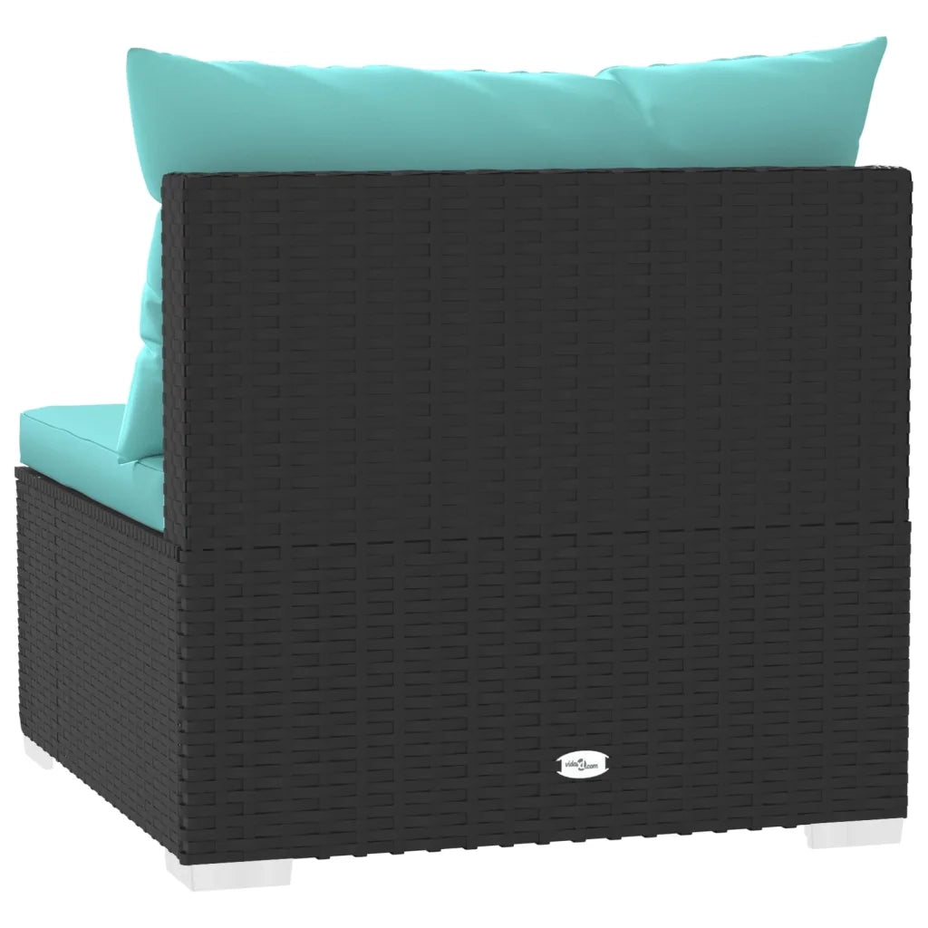 Divano a 3 Posti con Cuscini in Polyrattan Nero 317539