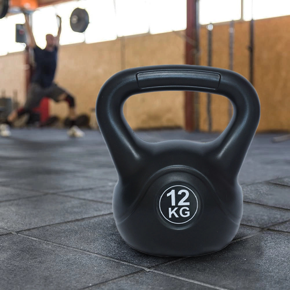 Kettlebell 12Kg in PVC con Cemento Manico Antiscivolo Peso per Fitness Palestra