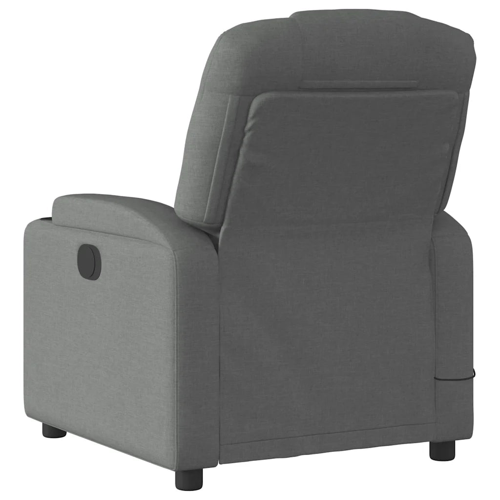 Poltrona Massaggiante Reclinabile Grigio Scuro in Tessuto 372378