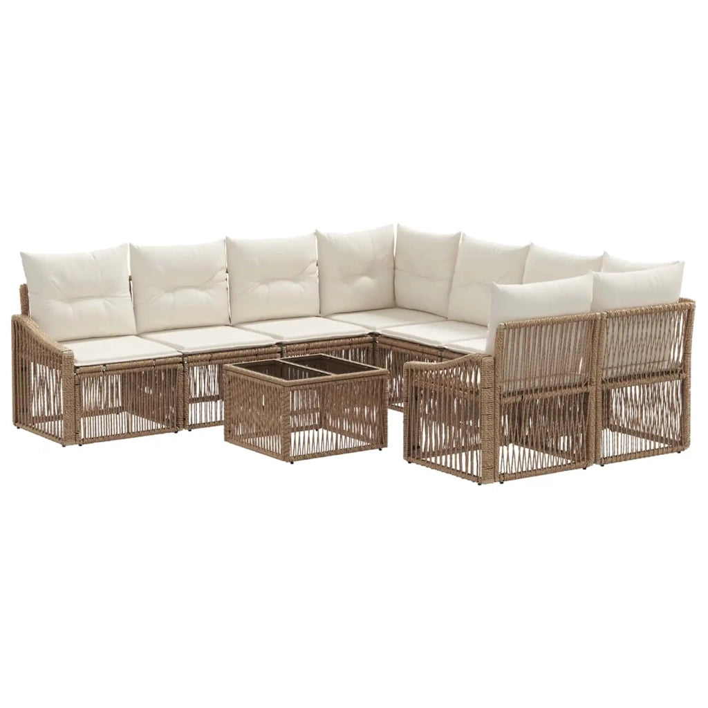 Set Divano da Giardino 9 pz Beige polyrattan 3435954