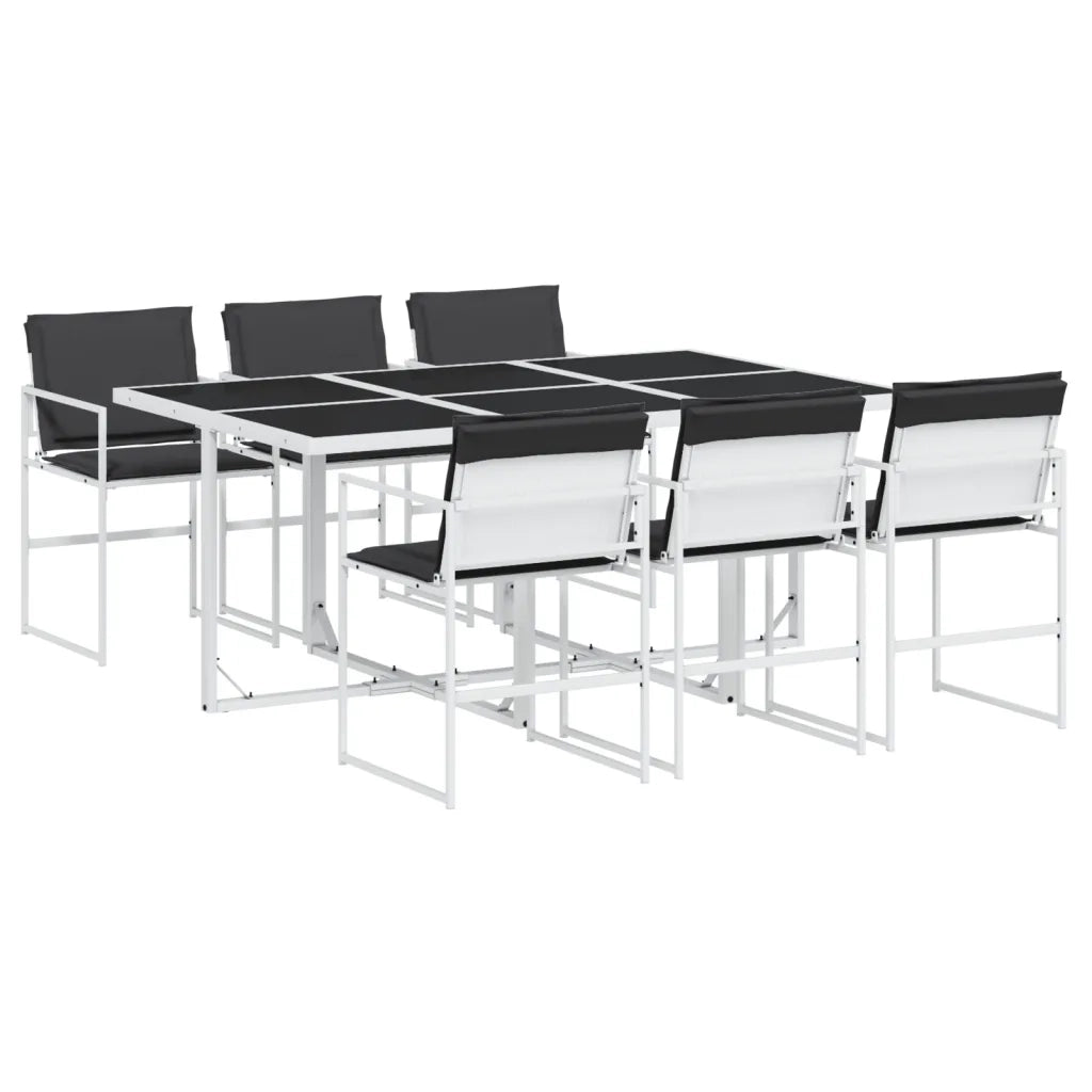 Set da Pranzo da Giardino 7 pz con Cuscini Bianco in Textilene 3295104