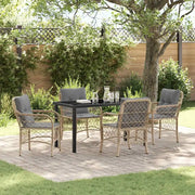Set da Pranzo per Giardino con cuscino 5 pcs Beige polyrattan 3380234