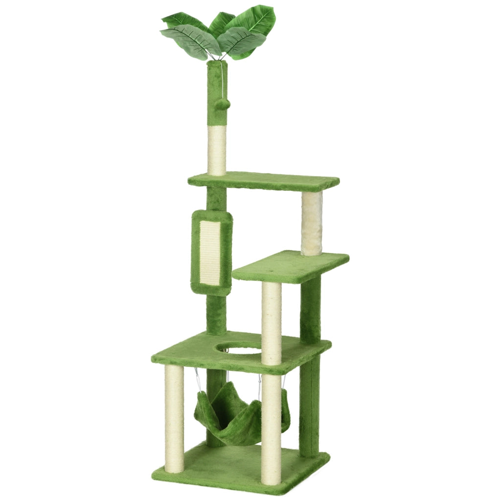 Tiragraffi per Gatti con Amaca e Pallina ¨C Xylo ¨C Sisal, 49x49x142cm, Verde