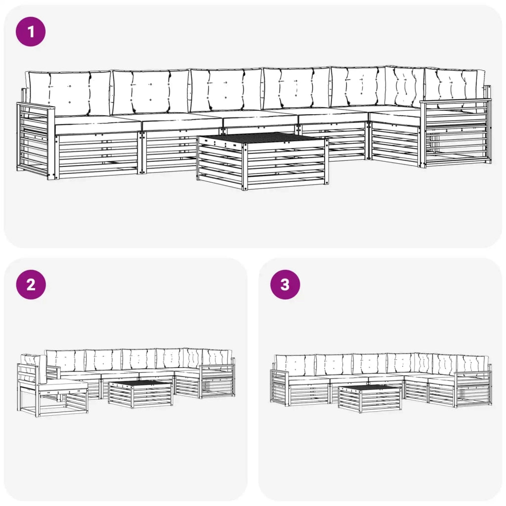 Set di divani da esterno 7 pcs Grigio Naturale e Chiaro 3373591
