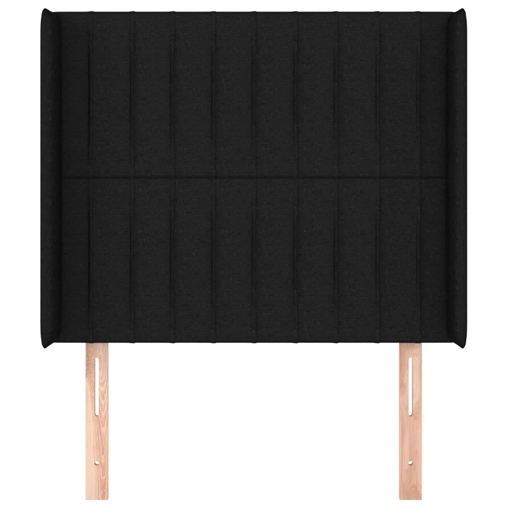 Testiera | Testata ad Orecchio Nera 103x16x118/128 cm in Tessuto