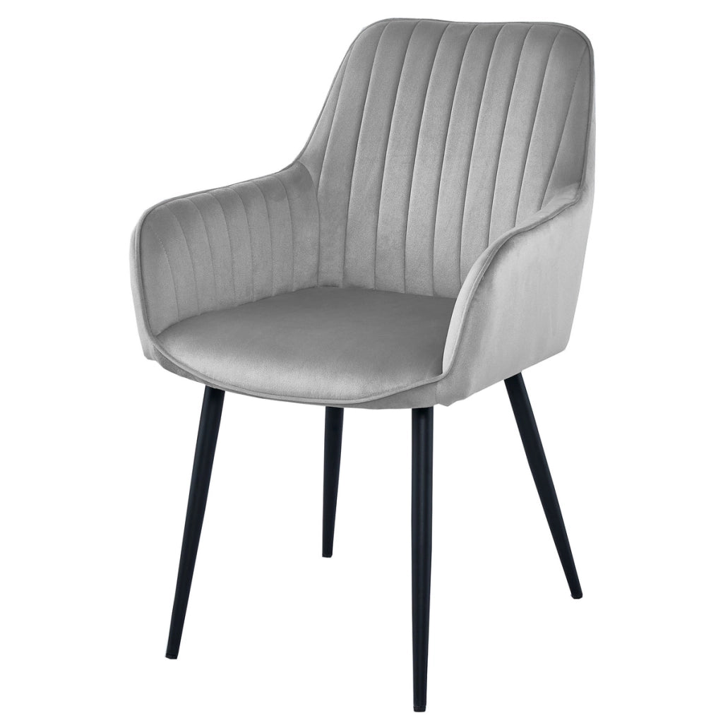 Set di 2 sedie Solden in velluto grigio argento e gambe nere