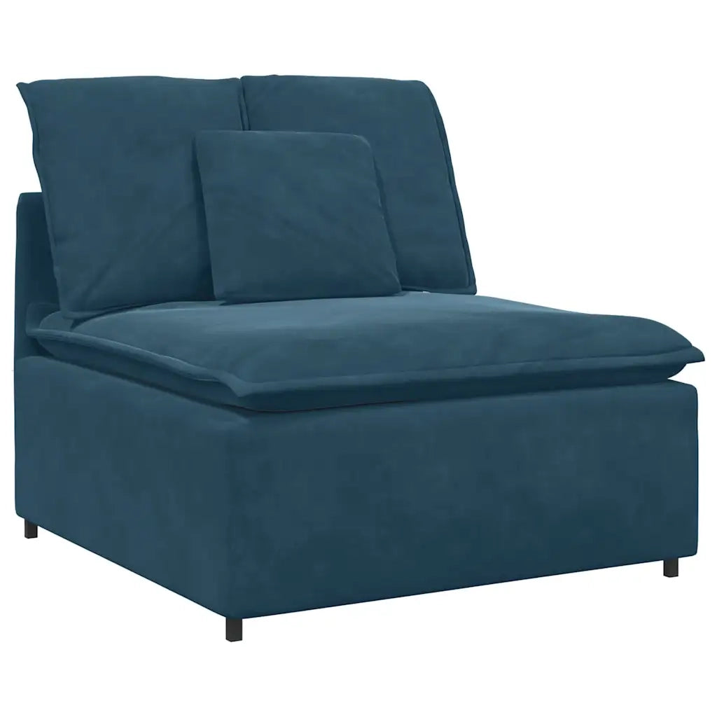 Divano Modulare con Poggiapiedi e Cuscini in Velluto Blu 3321308