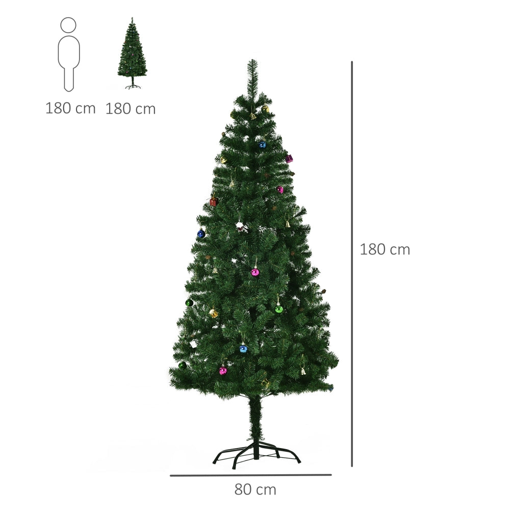 Albero di Natale Artificiale 180 cm Verde ¨C zephmum ¨C con 624 Rami e Decorazioni