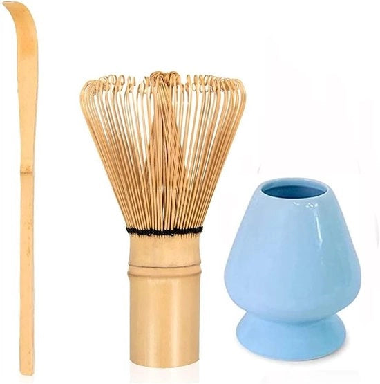 Set di Tè Matcha Giapponese con Frusta di Bambù, Supporto per Tè Matcha in Ceramica e Cucchiaio di Bambù per Cerimonia Tradizionale