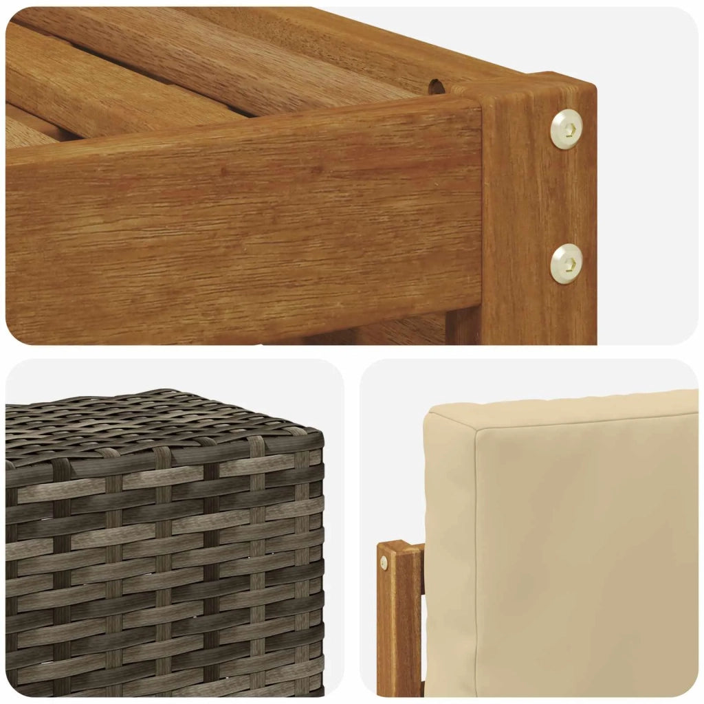 Set di divani da esterno con cuscino 4 pcs Naturale e Beige 3384219