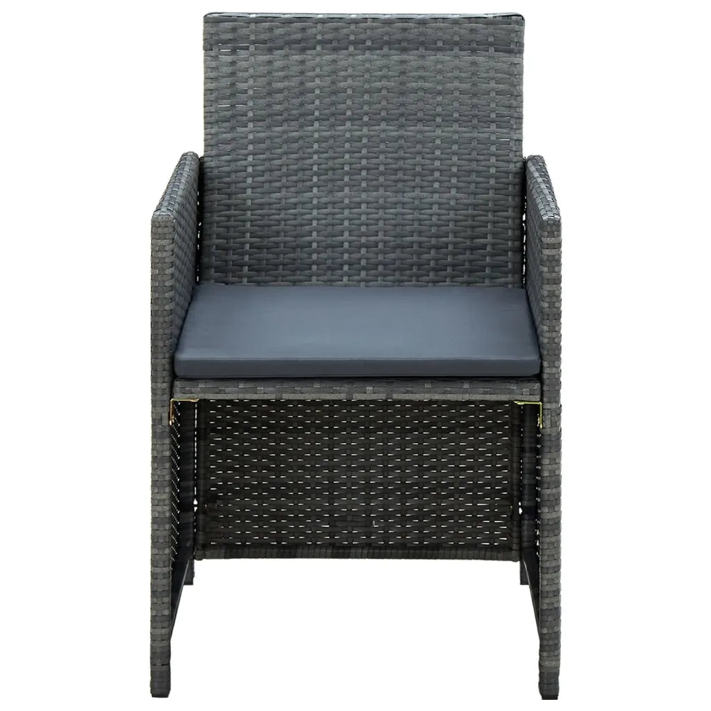 Set Divani da Giardino 4 pz con Cuscini in Polyrattan Grigio 43909