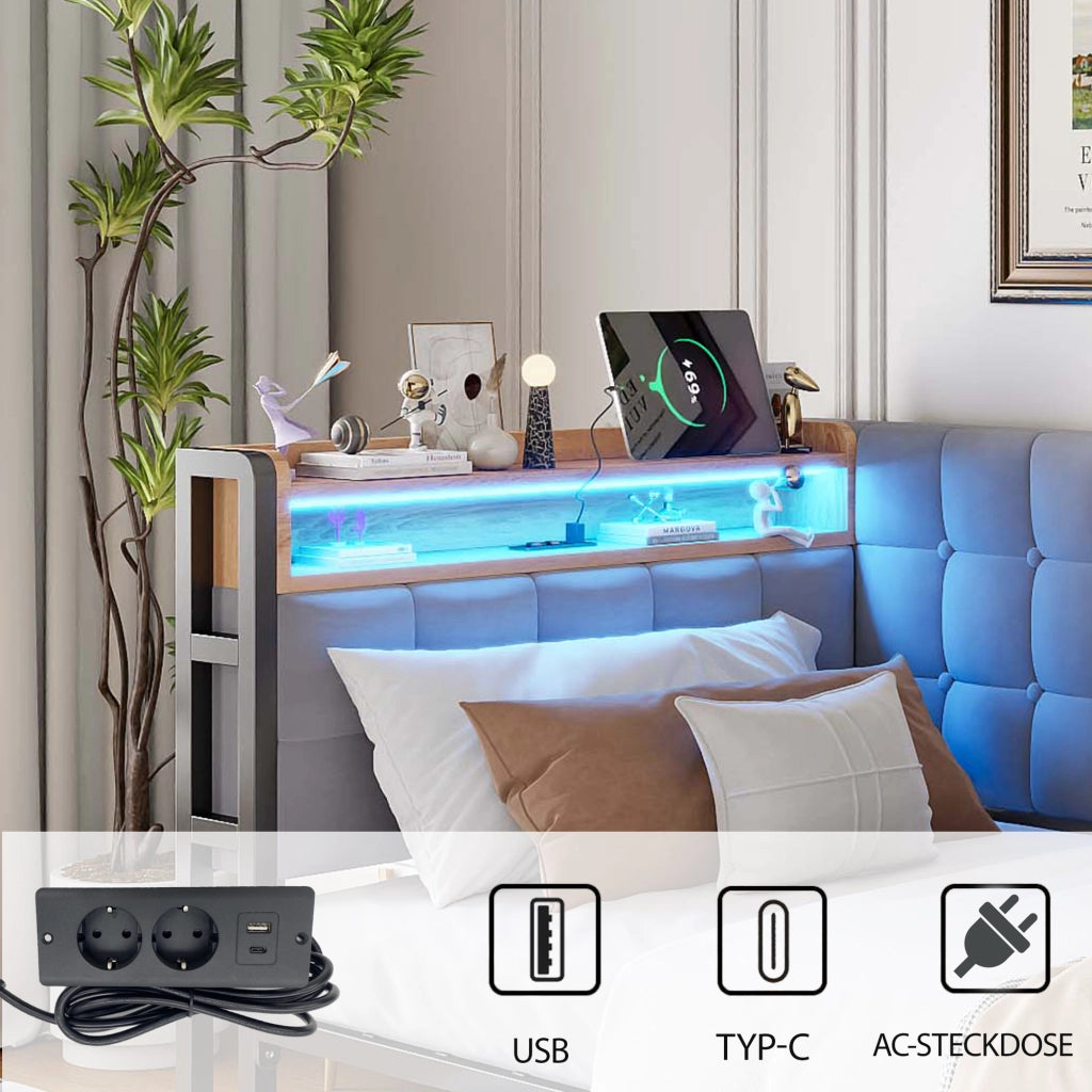 Divano letto imbottito tessuto 90x200 cm