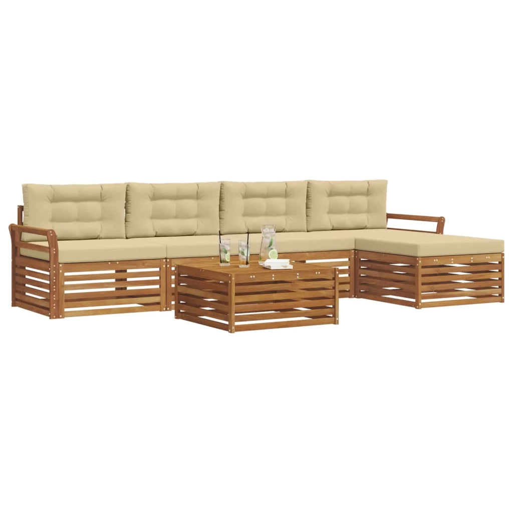 Set di divani da esterno con cuscino 6 pcs Naturale e Beige 3373343