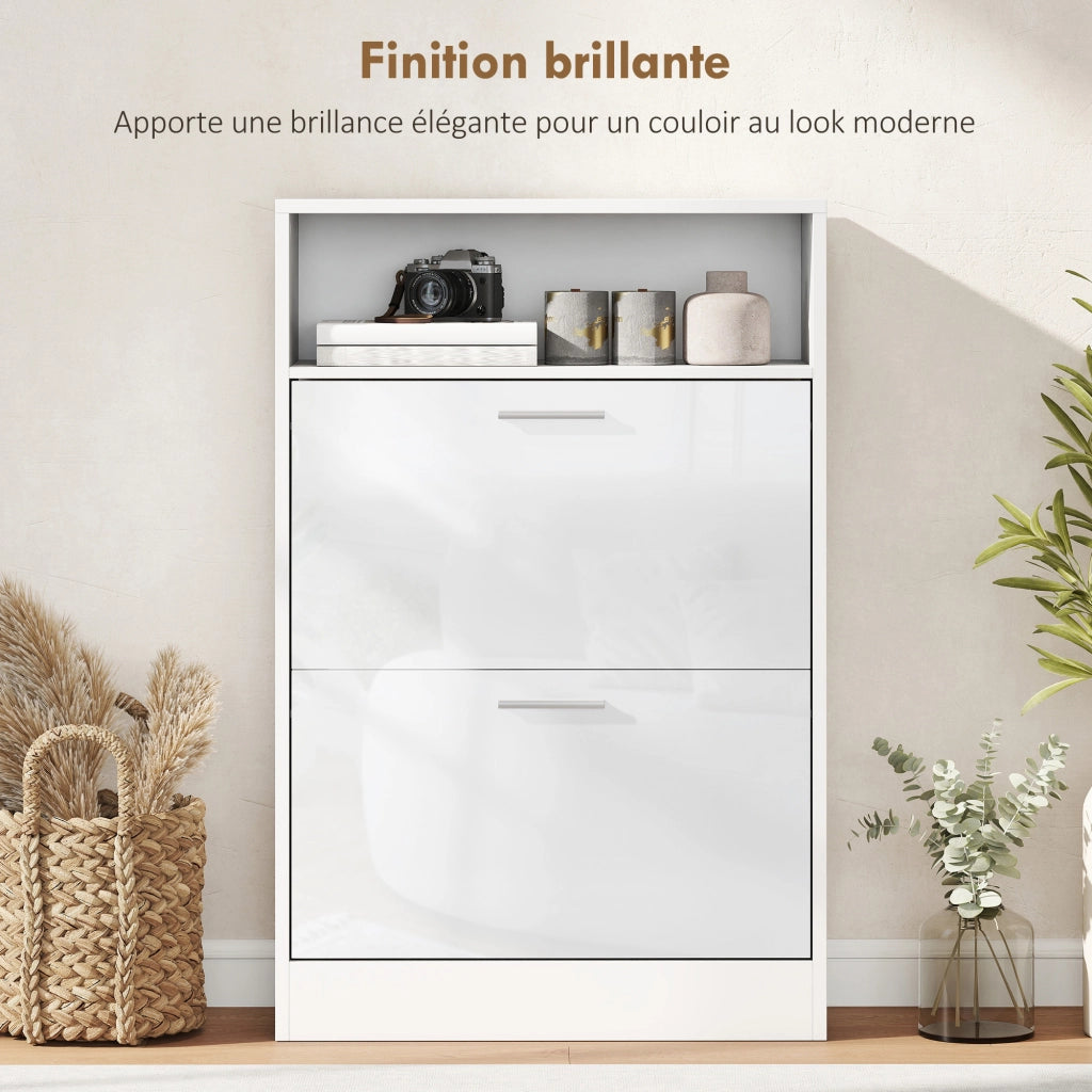 Scarpiera 8 paia ¨C Minimal ¨C bianco 2 cassetti e ripiani regolabili
