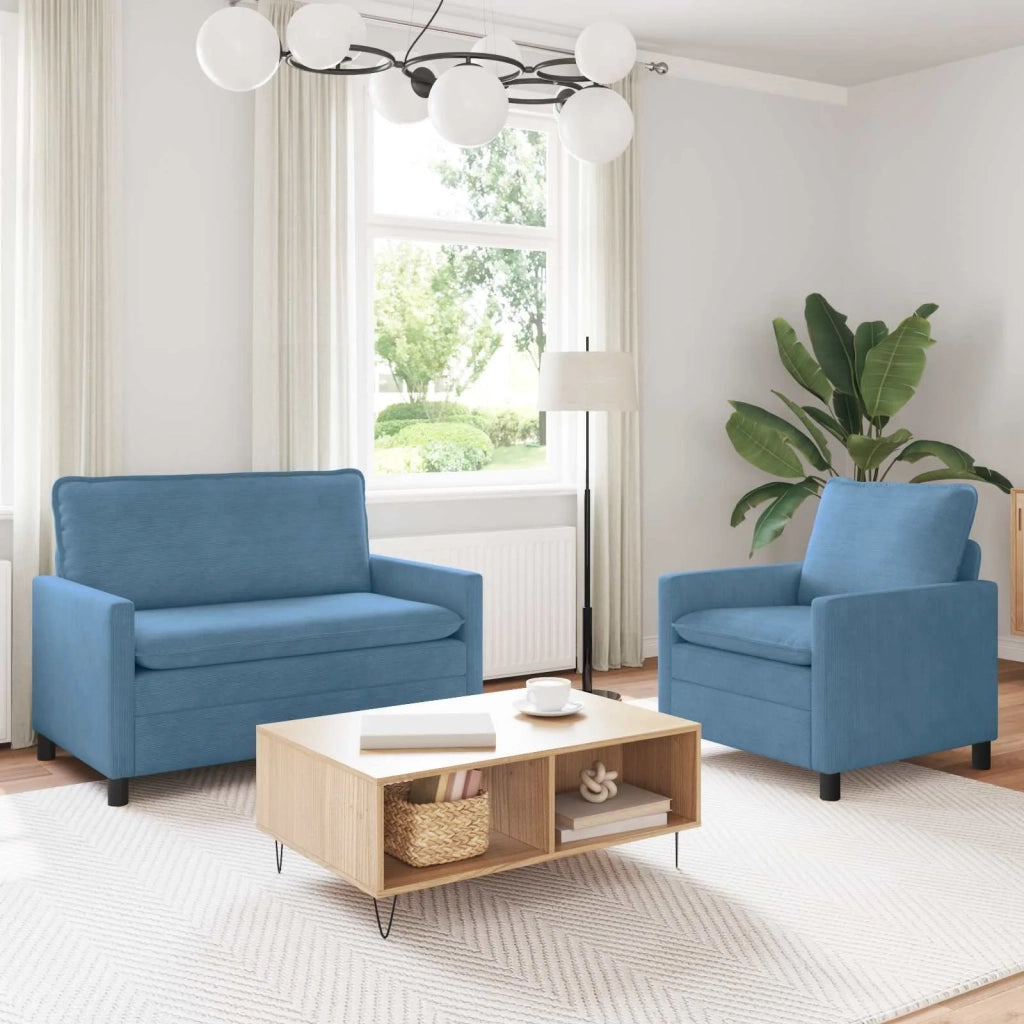 Set di divani 2 pcs Blu Tessuto 3417044