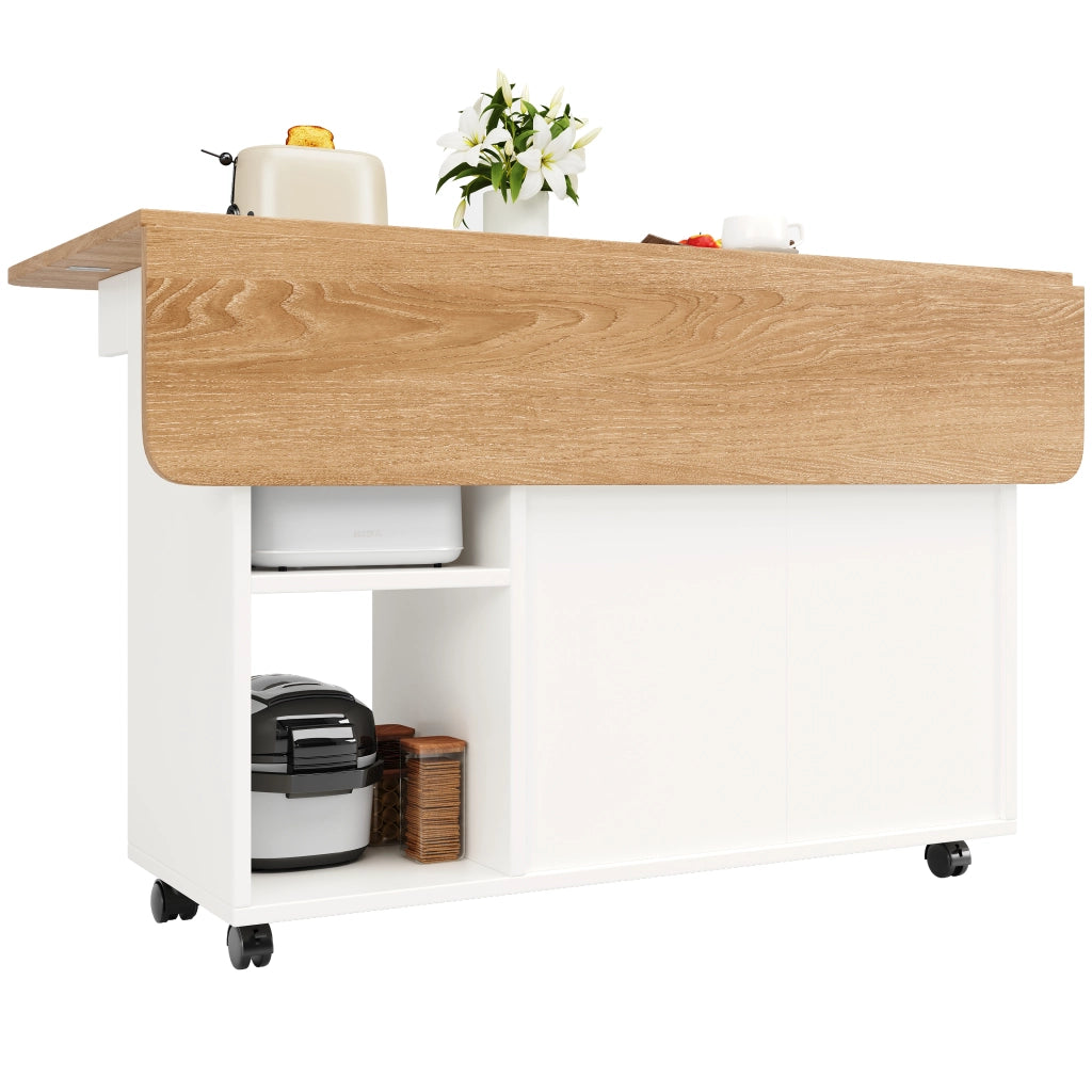 Isola Cucina Multifunzionale ¨C MINIMAL ¨C Bianco, Legno, con Ruote