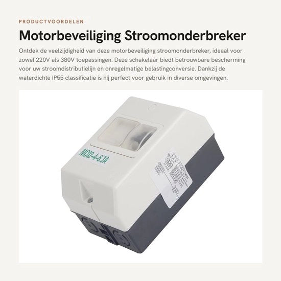 Dispositivo di protezione motoristica Interruttore di corrente - IP55 - Impermeabile all'acqua - Installazione facile - 220V 380V - Distribuzione di corrente - Adatto per la protezione di motori...