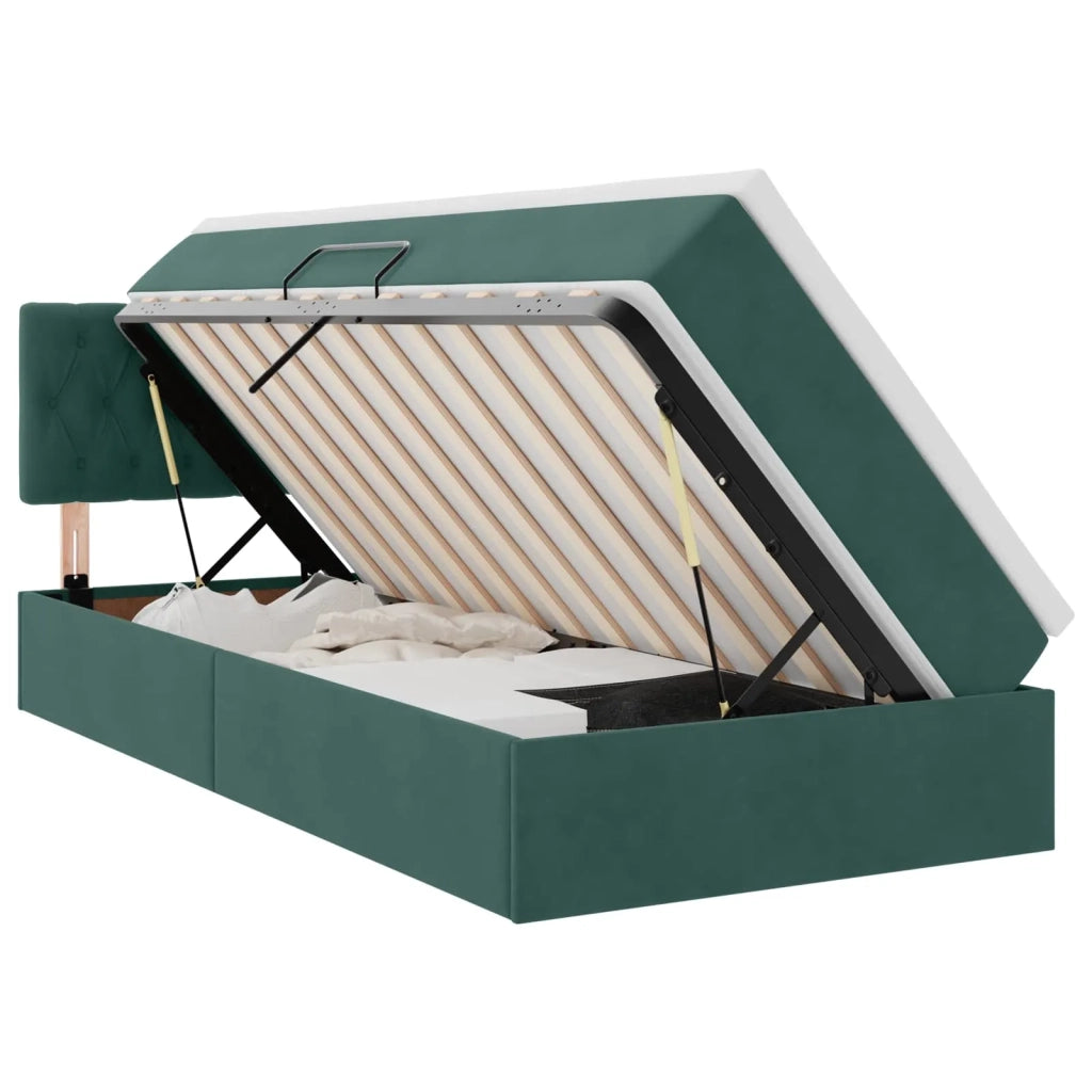 Letto con Contenitore Verde Scuro 100 x 200 cm Velluto